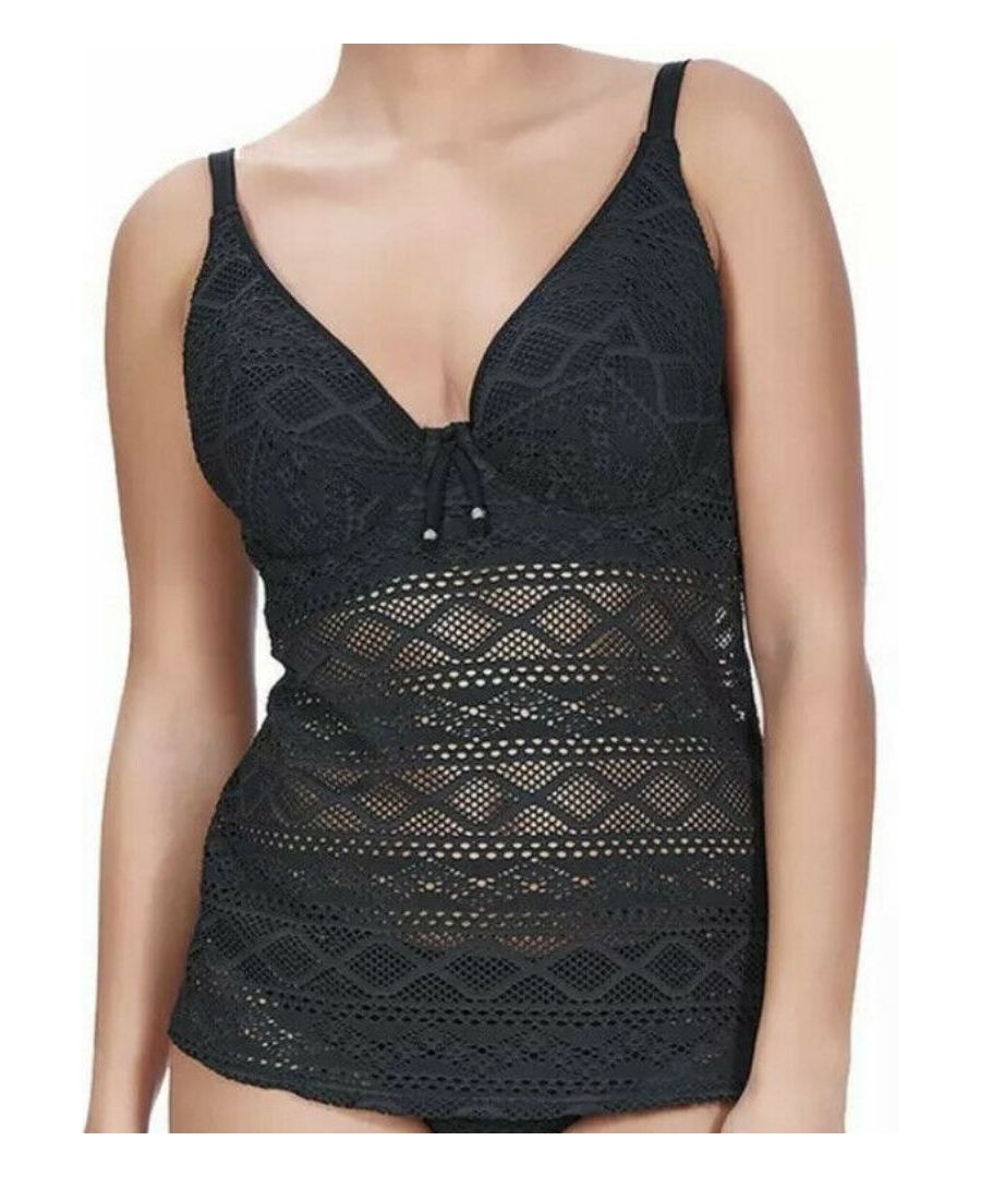 Freya Womens Sundance Tankini Top - Black Nylon - Size 32E