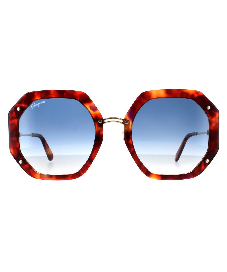 Image for Salvatore Ferragamo Square Womens Tortoise Blue Gradient Sunglasses