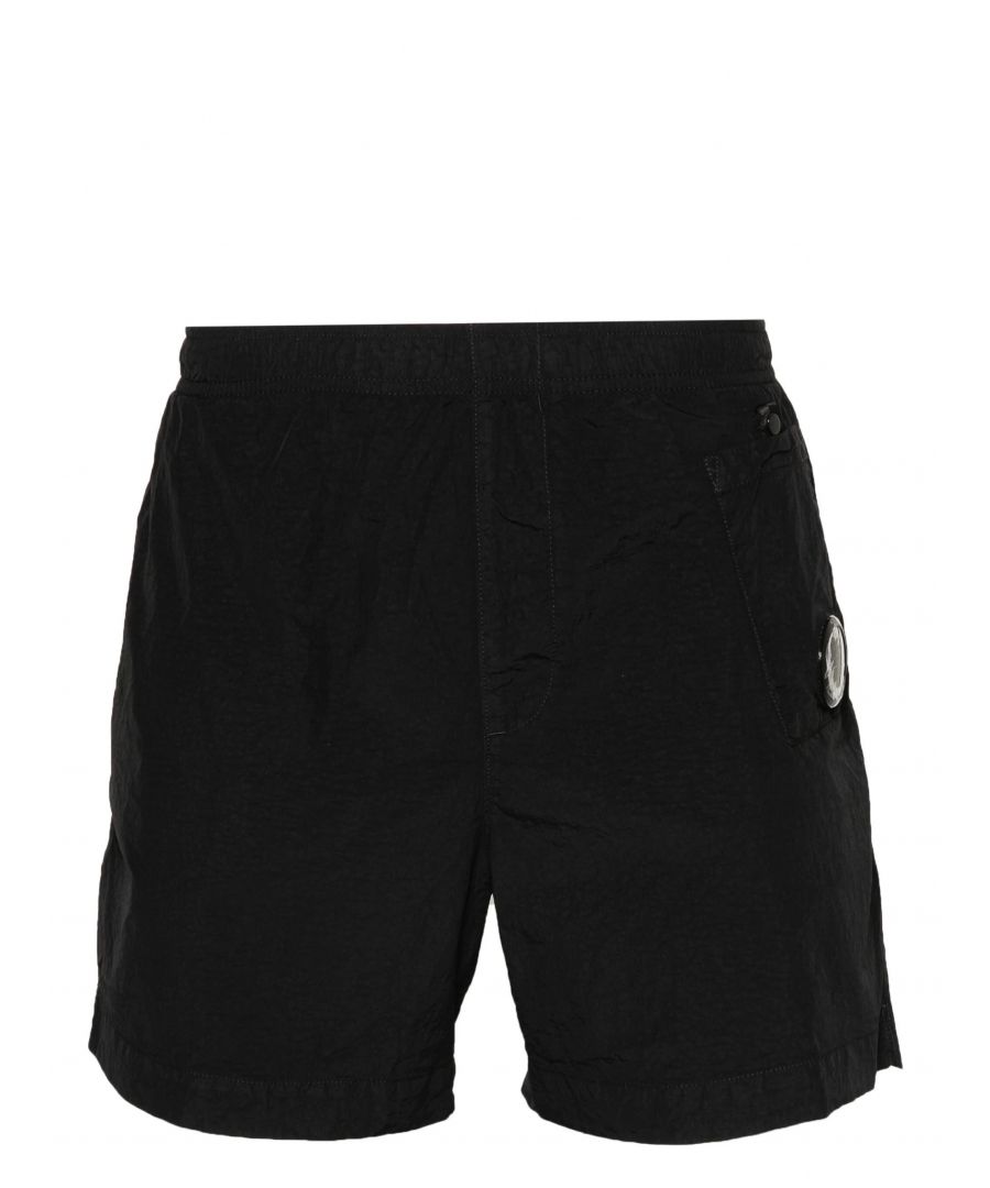 C.P. Company Mens Utility Pocket Lens Detail Swimshorts in Black - Size Small