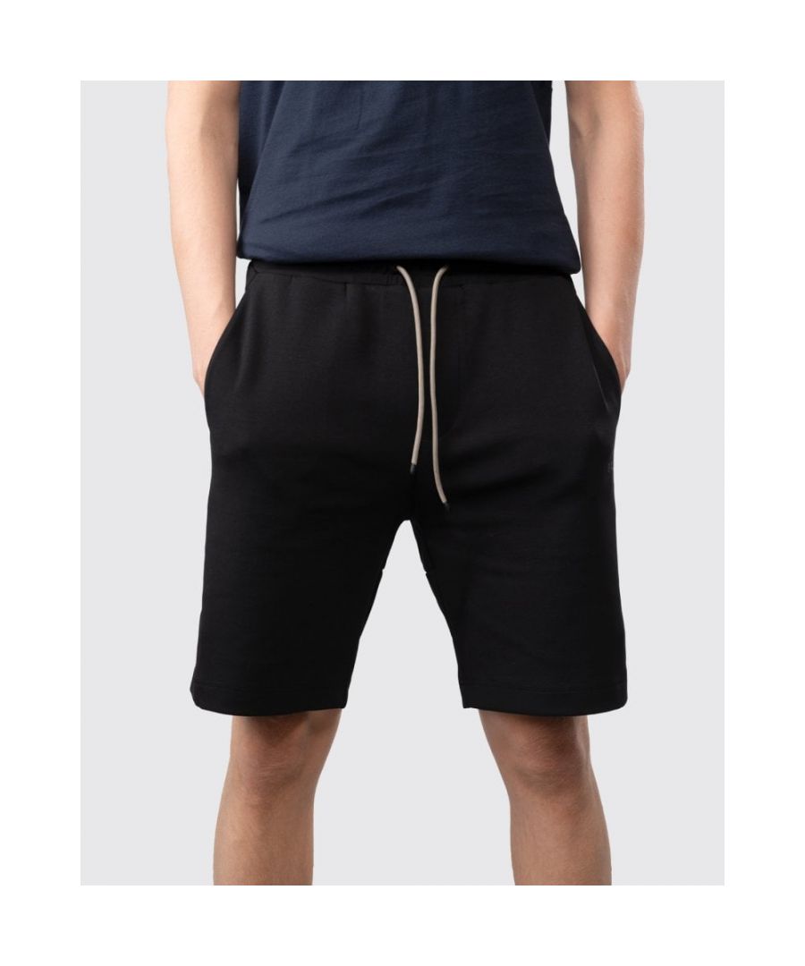Sporty shorts in a straight fit by BOSS Menswear. Trimmed with logo-tape inserts and topped with an adjustable drawcord, these casual shorts are designed in a cotton-rich blend with stretch. The left leg is finished with original BOSS branding.\nRegular fitDrawstringPockets bottom front: Side pocketsPockets bottom back: Jet pocket\n80% Cotton, 15% Polyester, 5% Elastane\n50477051\n 