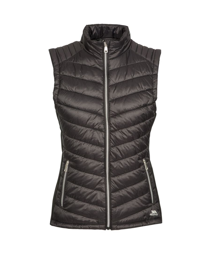 Womens padded gilet with downtouch padding. Furry fleece lining. Rib side panels. 2 x zip pockets. Ideal for wearing outside on a cold day. Shell: 100% Polyamide. Lining: 100% Polyester. Filling: 100% Polyester.