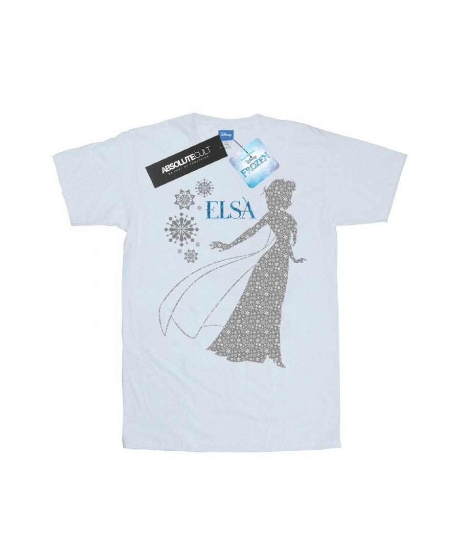 Disney Womens/Ladies Frozen Elsa Christmas Silhouette Cotton Boyfriend T-Shirt (White) - Size X-Large