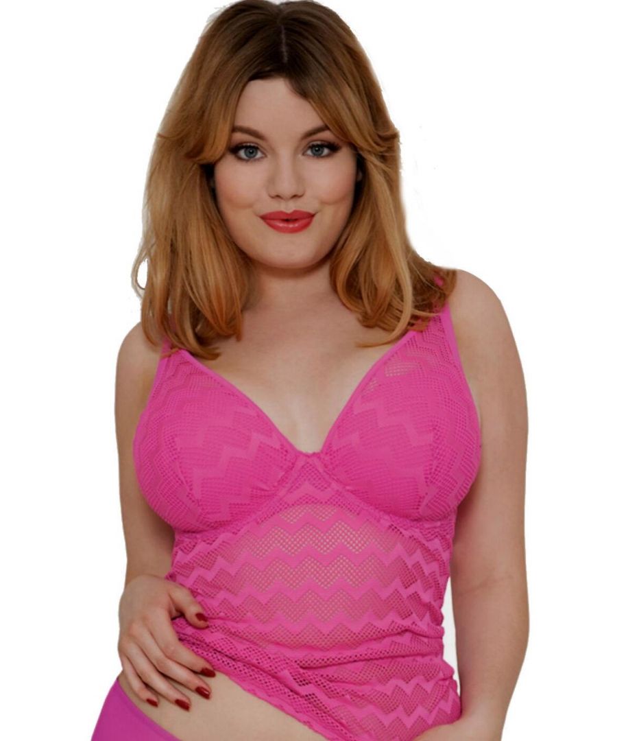 Curvy Kate Womens Hi Voltage Plunge Tankini Top - Pink - Size 34D