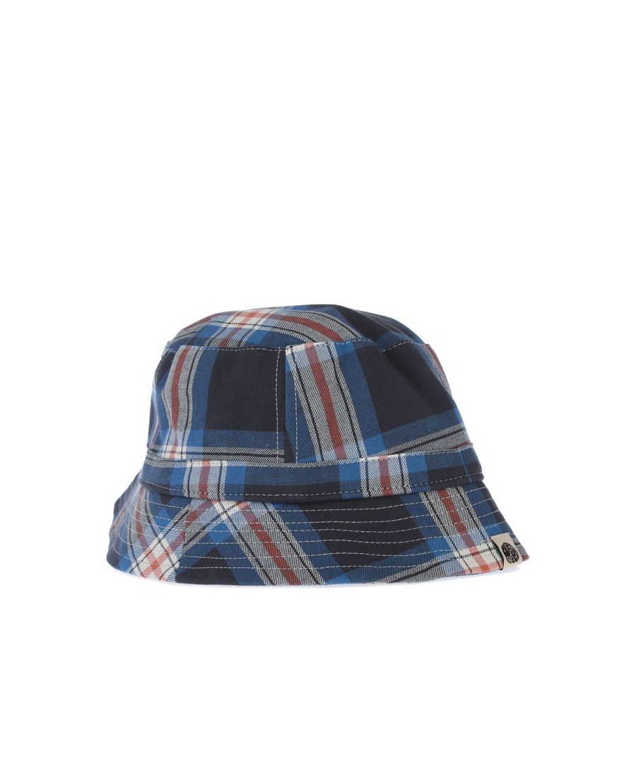 Mens Pretty Green Japanese Check Bucket Hat in navy.- Flat top design with stitched detail around the brim.- An allover checked pattern.- Woven Pretty Green logo pinch tag is situated on the front.- 100% Cotton. - Ref: G21Q1MUACC389A