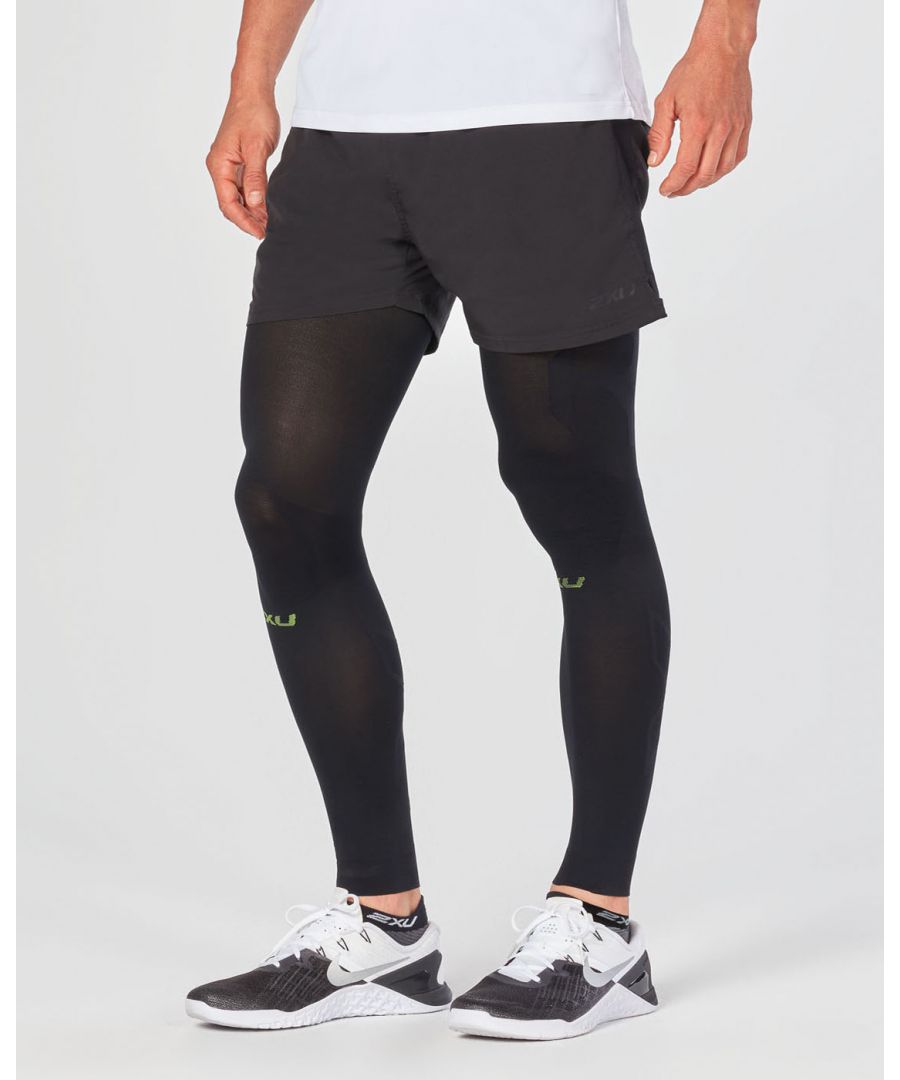 2xu unisex recovery flex leg sleeves black/nero - black/green - size large