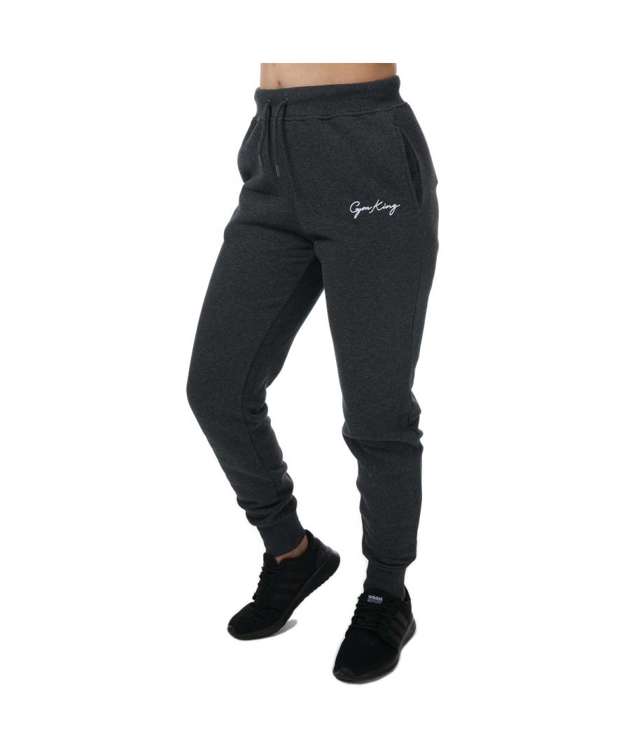 Gym King Womenss Sky Crop Hoody in Charcoal Marl Cotton - Size 16 UK