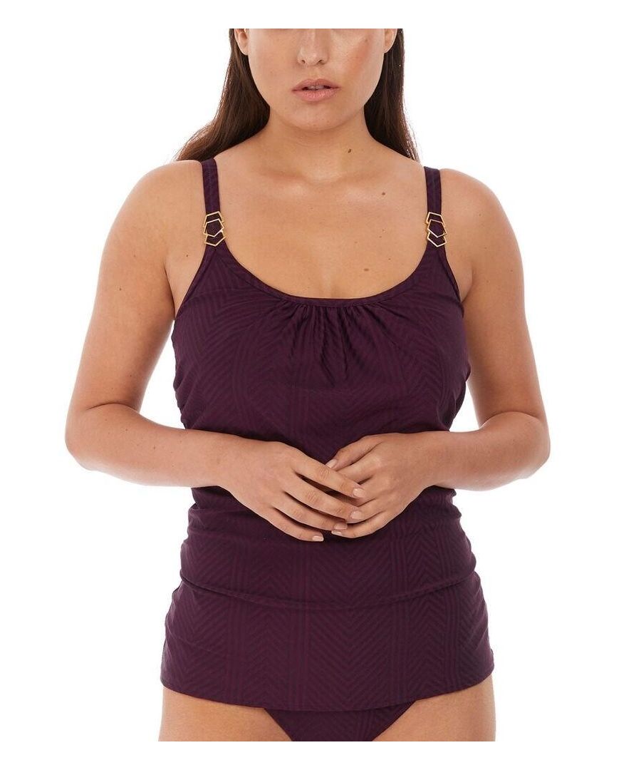 Fantasie Womens Long Island Scoop Neck Tankini Top - Purple - Size 34D