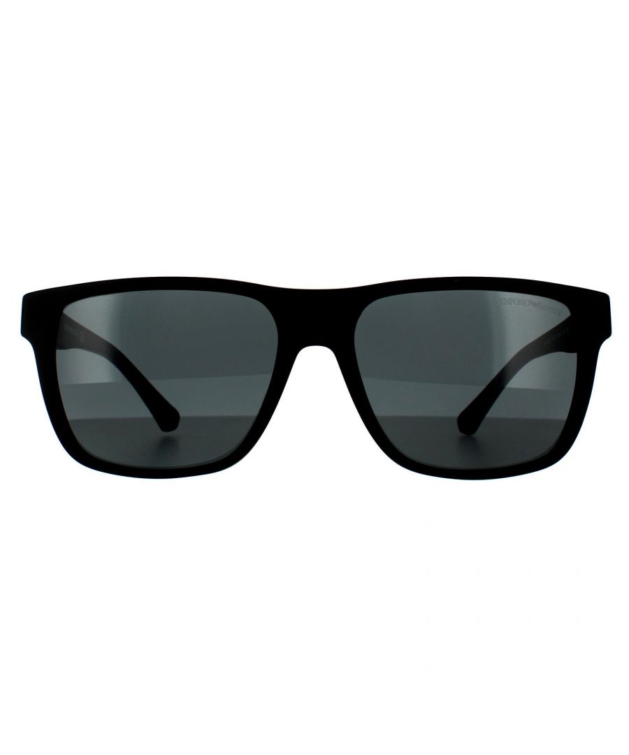 Emporio Armani Square Mens Matte Black  Grey Sunglasses Emporio Armani are a timeless piece of quality from Armani with iconic eagle logo embedded into the temples and simple but supremely stylish shape that screams high quality all the way through