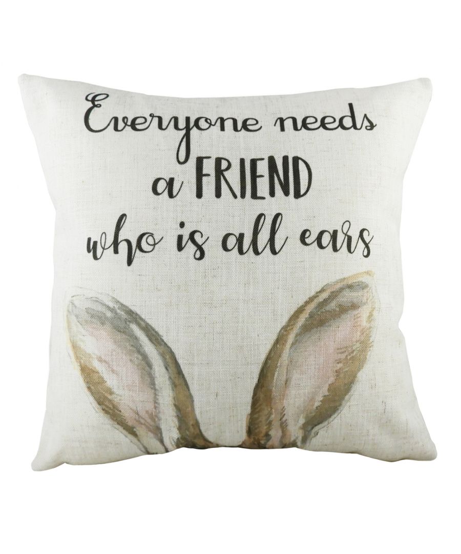 Bring a little woodland into your interior with this sweet Hare cushion with friendship quote. This cushion will add character to your home and be the perfect complement for a neutral or country inspired theme. The linen mix material will bring comfort and softness too.