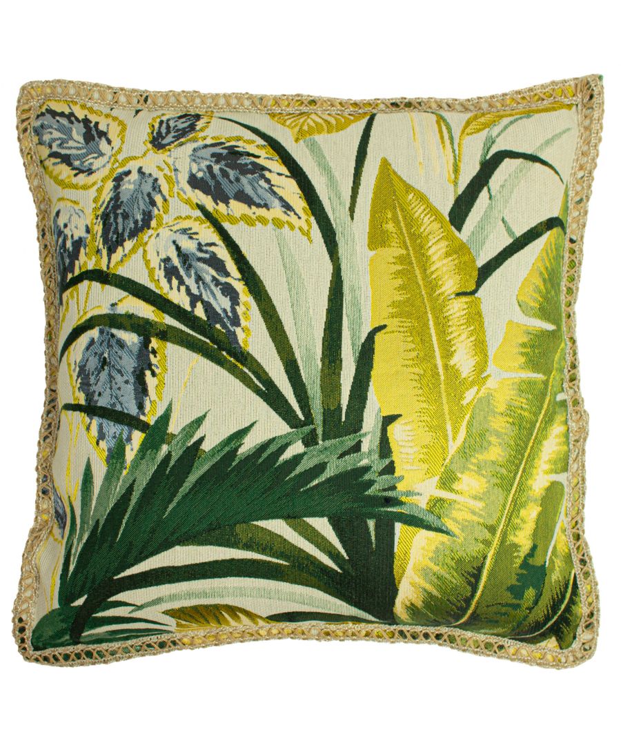 Upgrade your interior with this Boho inspired botanical cushion. With a braided Jute trim and a soft plain velvet reverse - this design will sit perfectly upon a sofa, chair or bed.