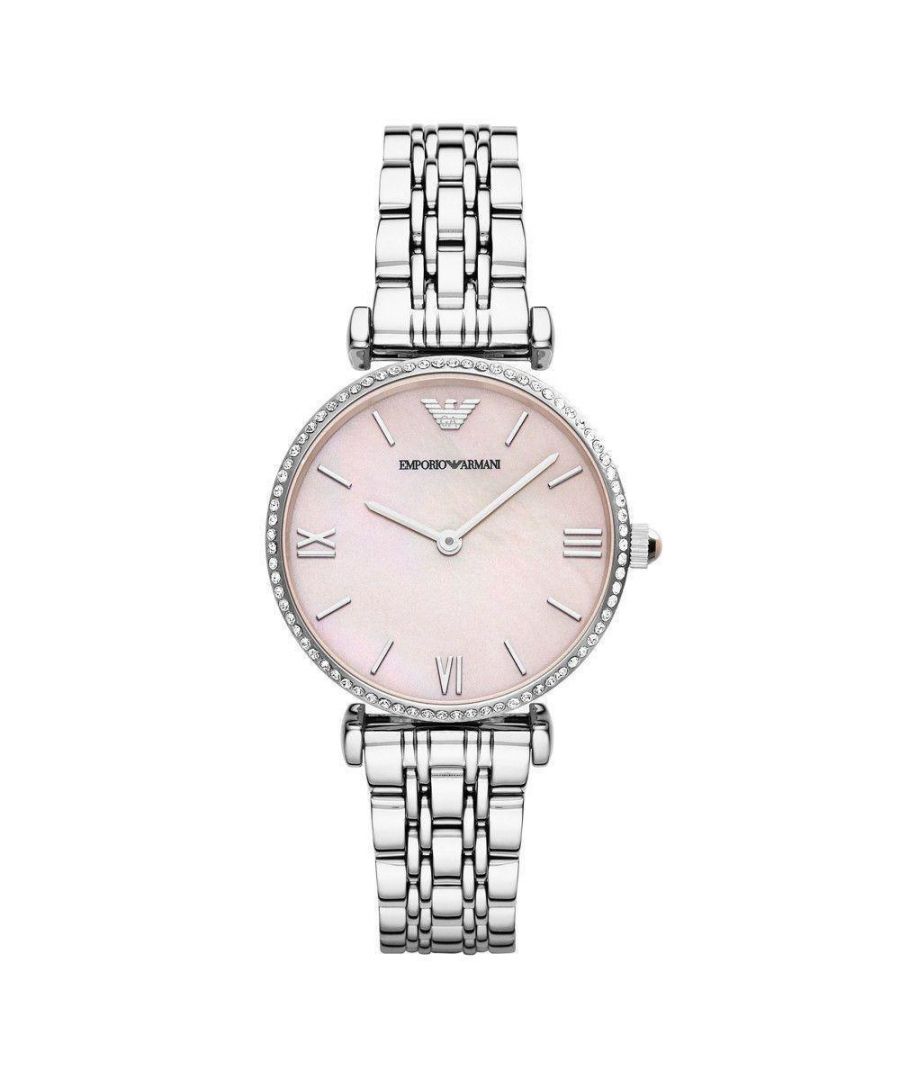 Womens Emporio Armani AR1779  EAN 4053858181250 watch to have you telling trendy time. This gorgeous timepiece features a pretty pink face, classic design. Shop now at d2time.co.uk