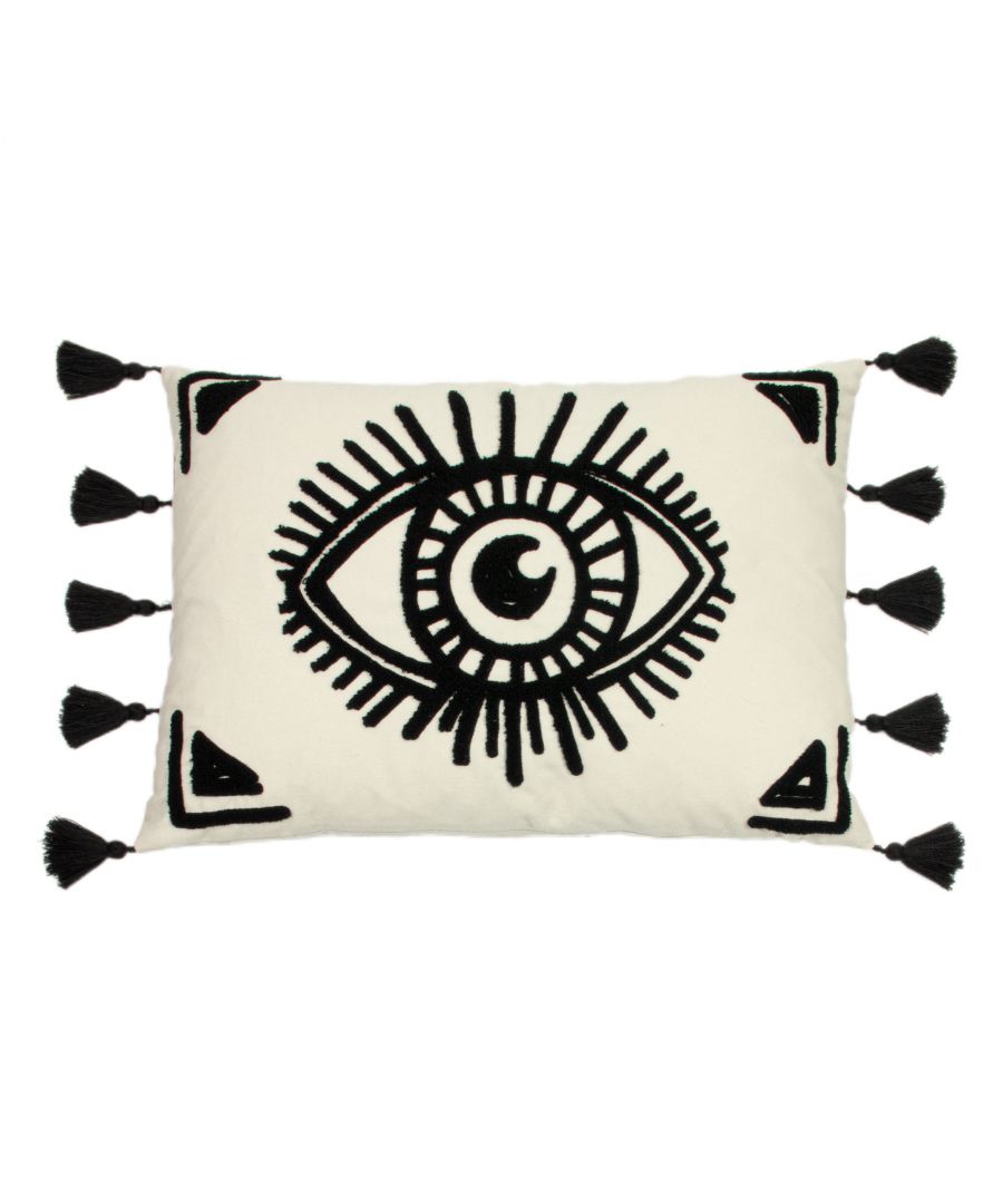 furn. Ashram Eye Cushion - Black/White - Size 35cm (w) x 50cm (l)