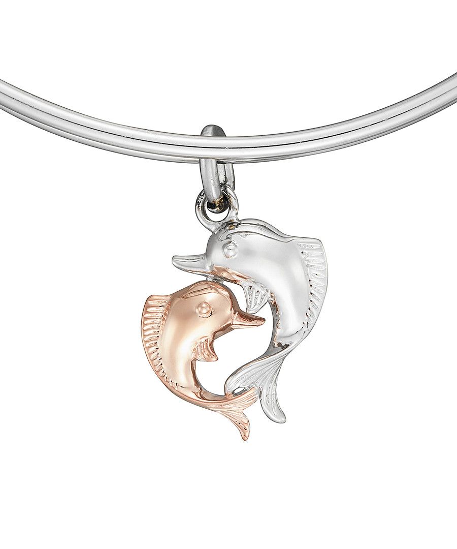 Image for Anne Jolie  Rose Gold & Silver Dolphins Charm Expandable Bangle