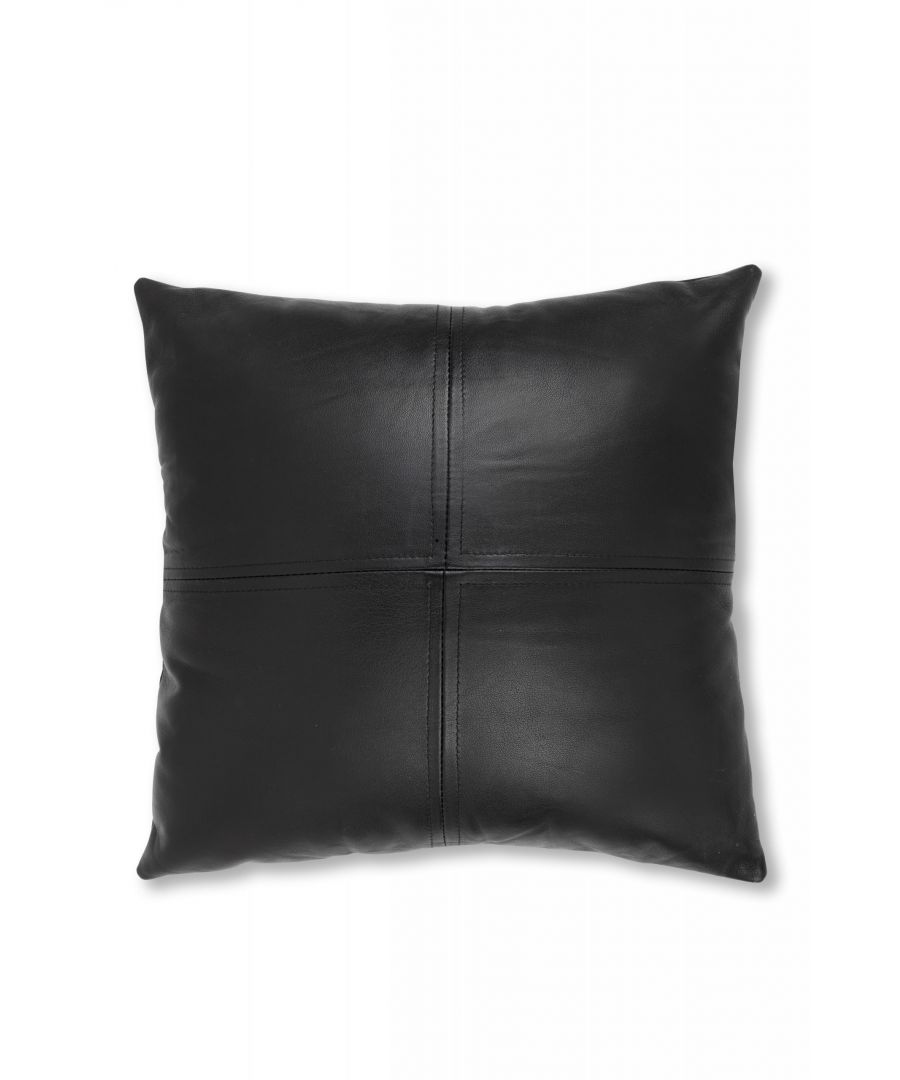 Woodland Leathers Leather Black Plain Square Cushion - One Size