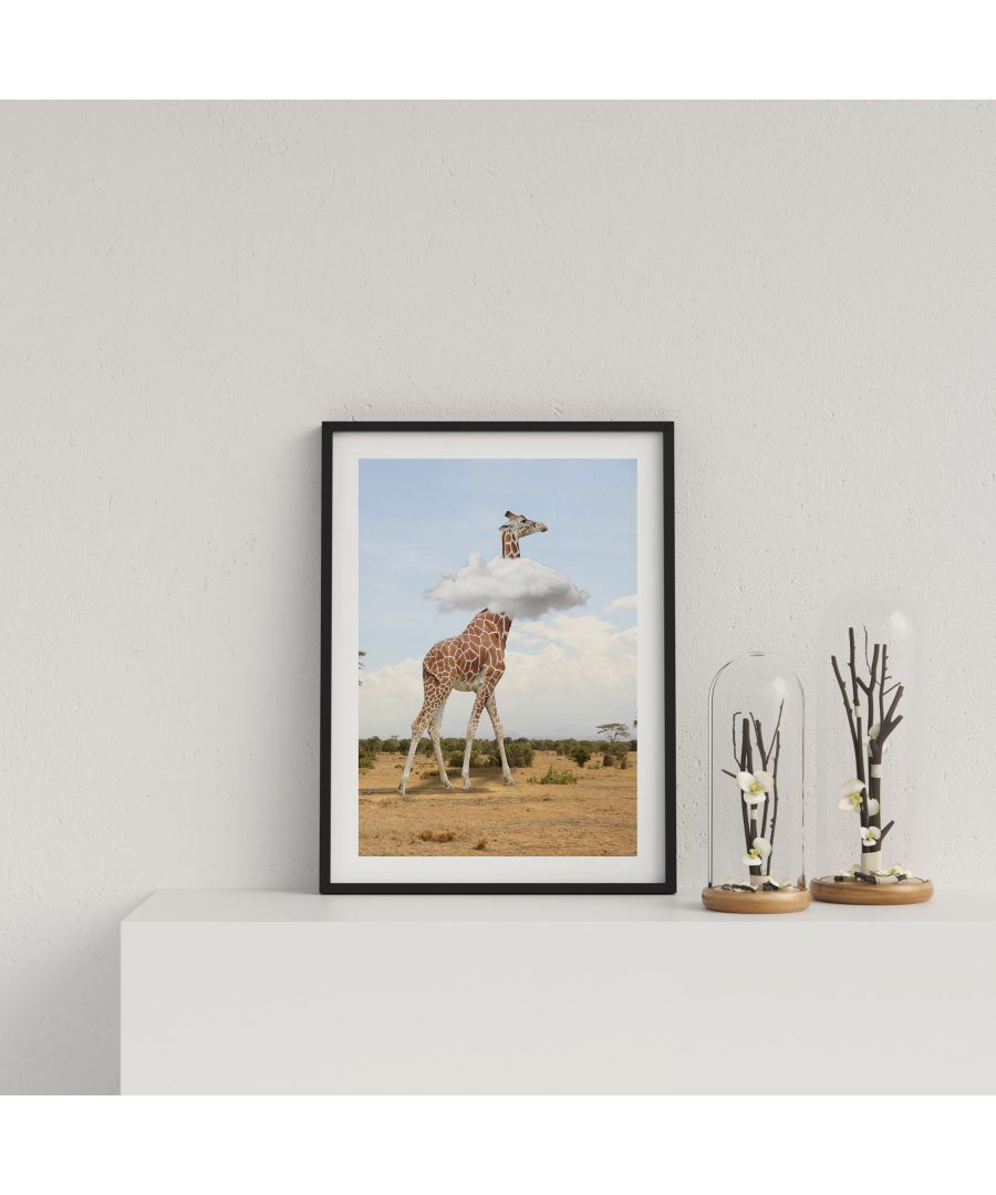 Image for Giraffe Above the Clouds - Black frame