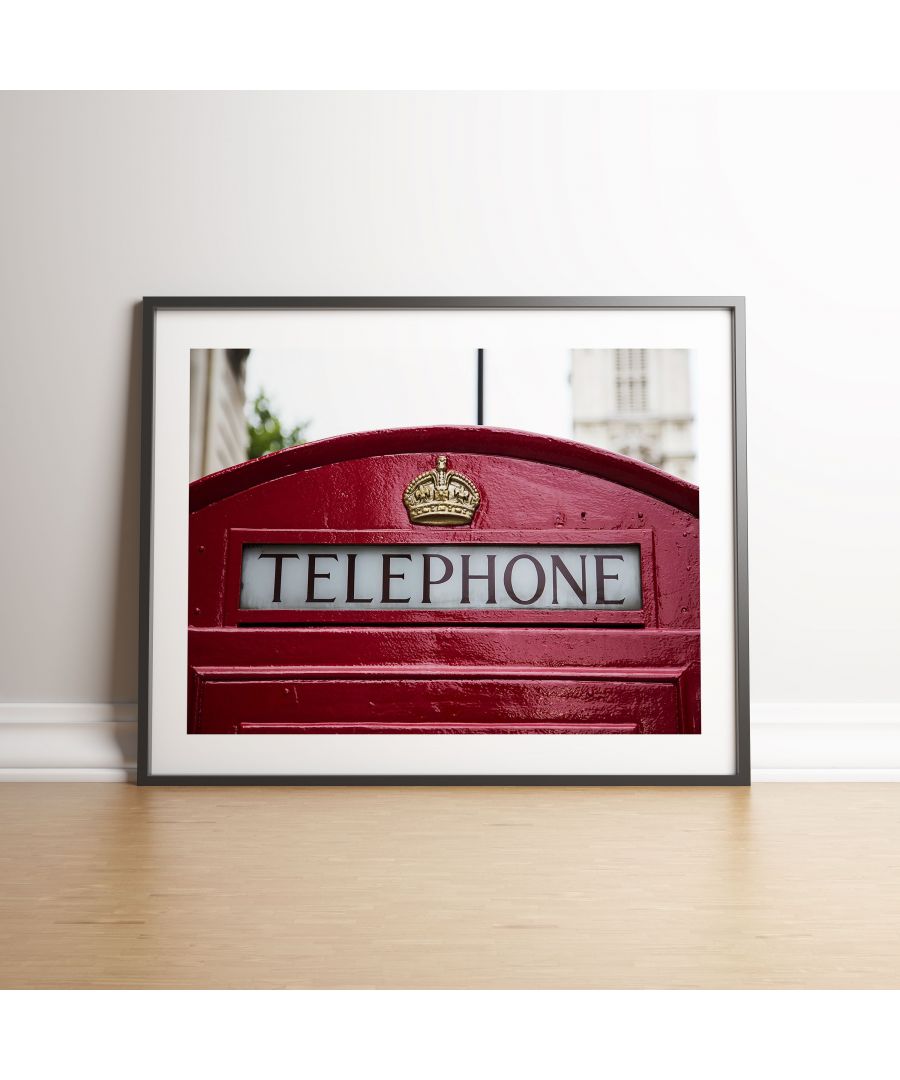 Image for Vintage Red Phone Box - Black frame