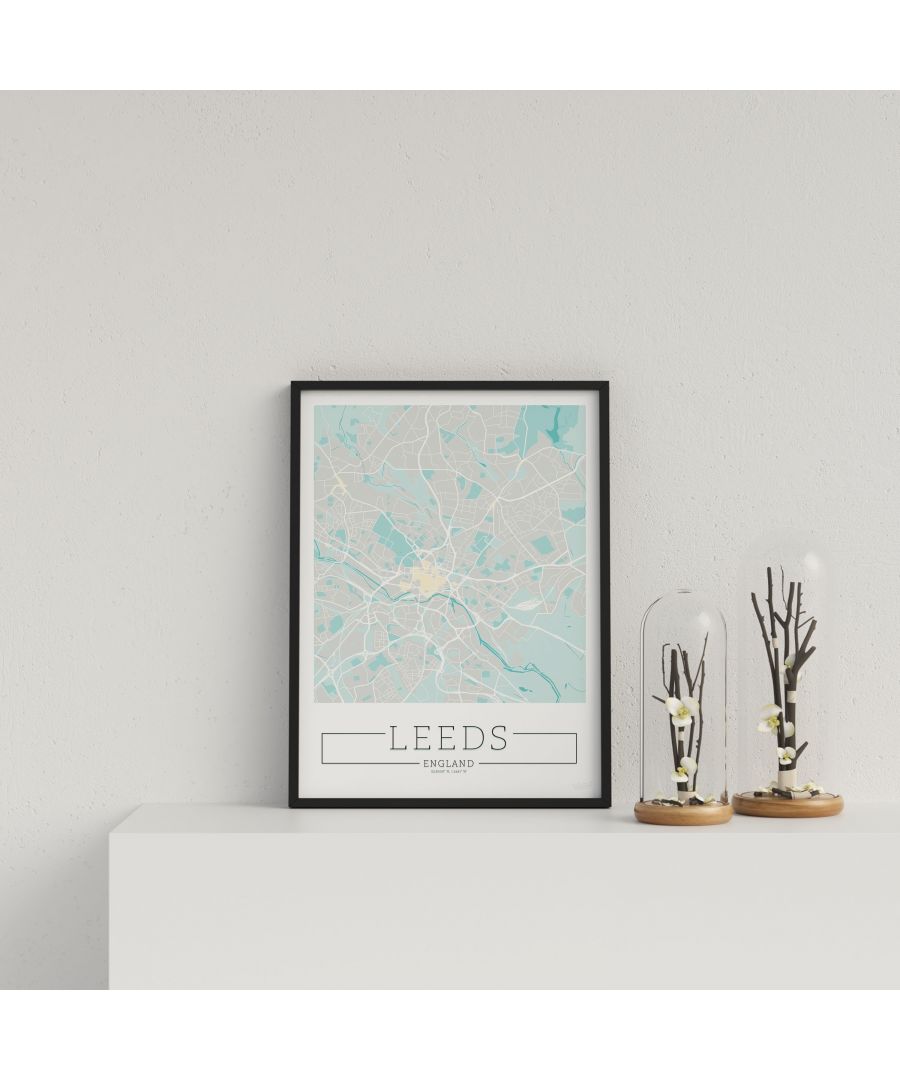 Image for City Location Ordnance Map Typography Blue Leeds - Black frame