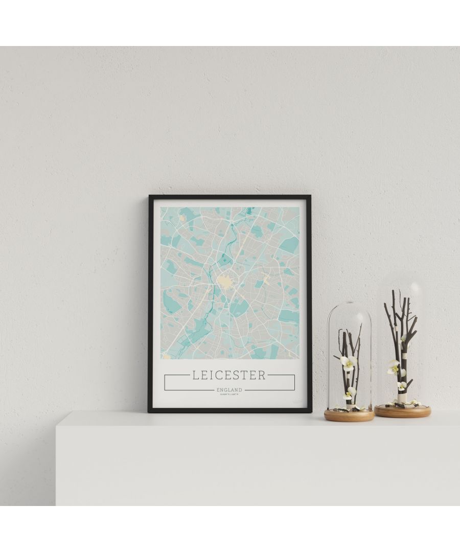 Image for City Location Ordnance Map Typography Blue Leicester - Black frame
