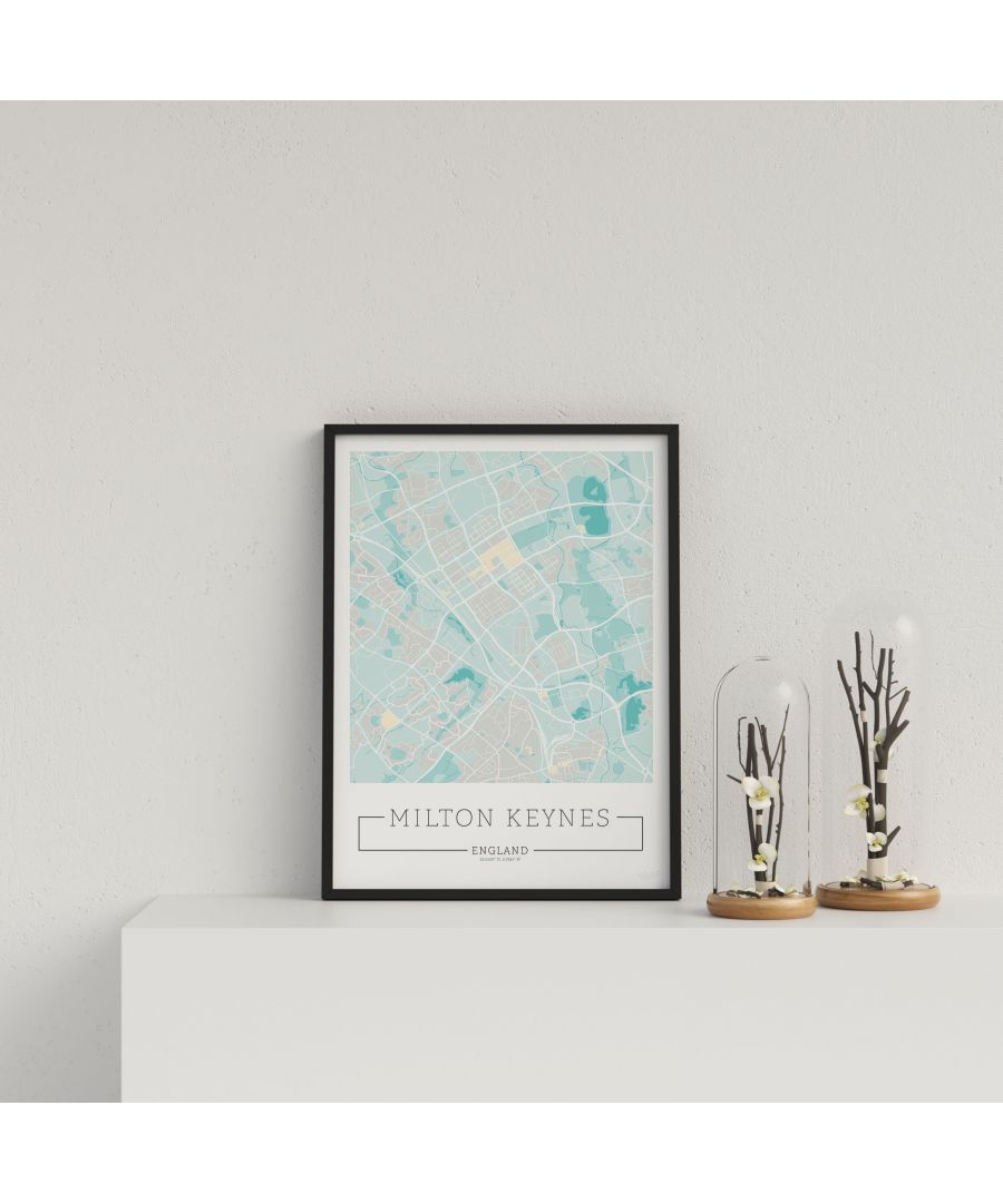 Image for City Location Ordnance Map Typography Blue Milton Keynes - Black frame