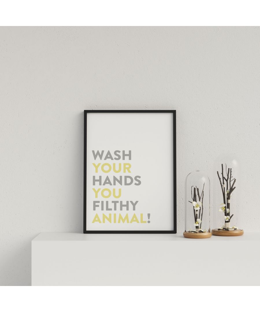 Image for Typography Wash Your Hands v2 Y&G - Black frame