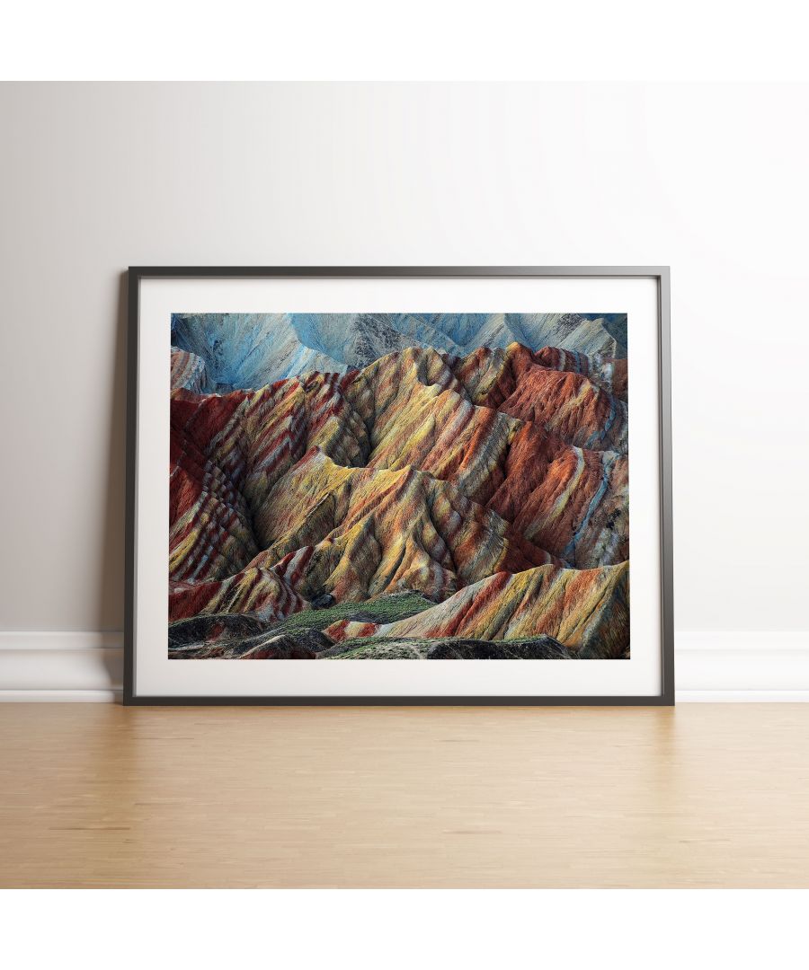 Image for Multi Clour Layered Mountain - Black frame