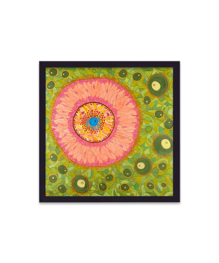Image for Cellular Beauty Art 5 Pink on Green - Black Frame