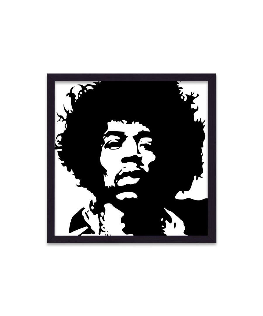 Image for Jimi Hendrix Silhouette Black on White - Black Frame