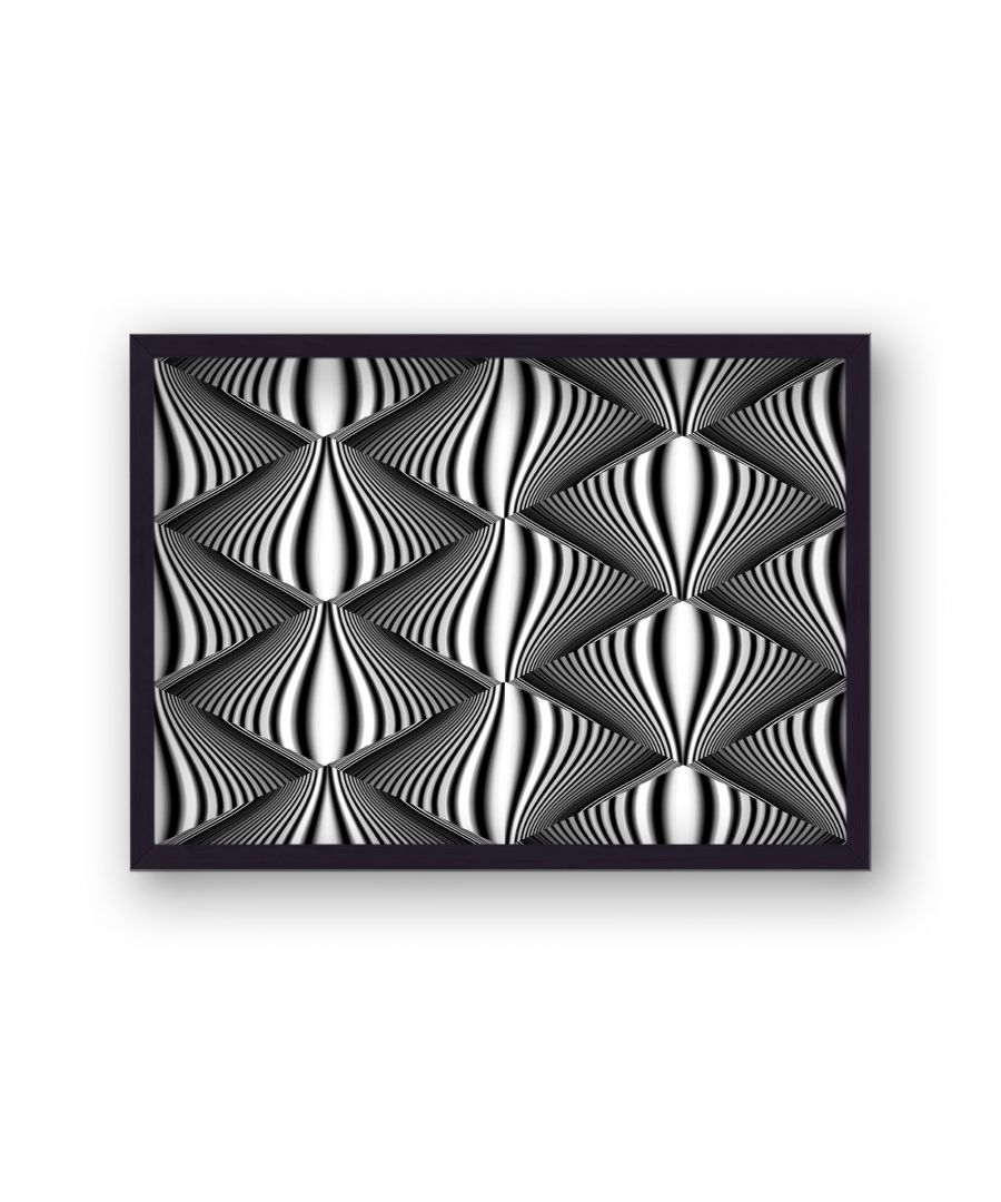 Image for Abstract Diamonds Black and White - Black Frame