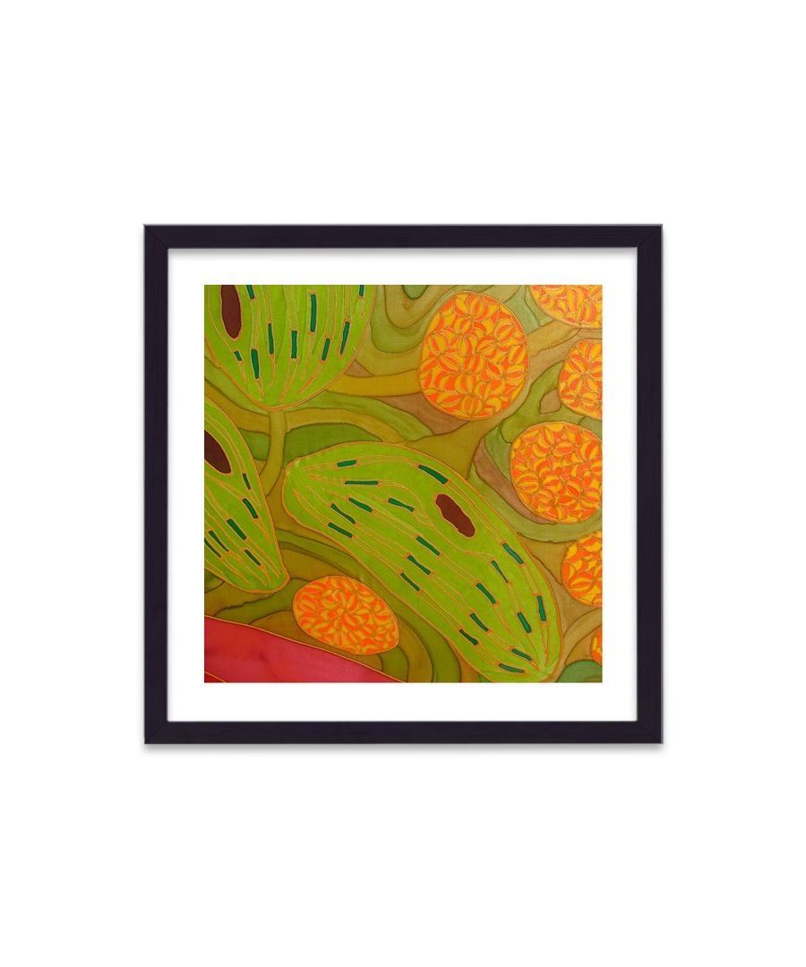 Image for Cellular Beauty Art 19 Green Floral Cells V2 - Black Frame