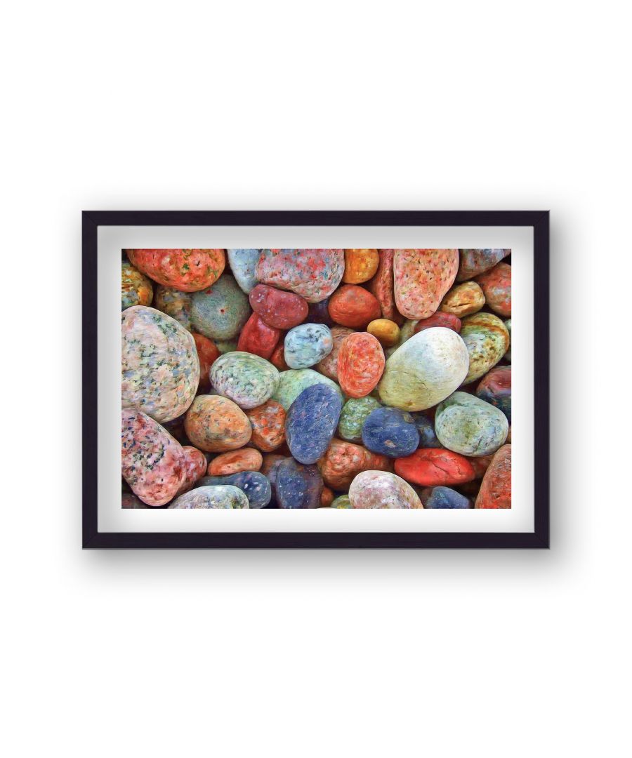 Image for Multi Colour Pebbles - Black Frame