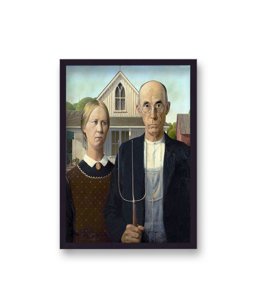 Image for Grant Wood American Gothic Print without Border - Black Frame
