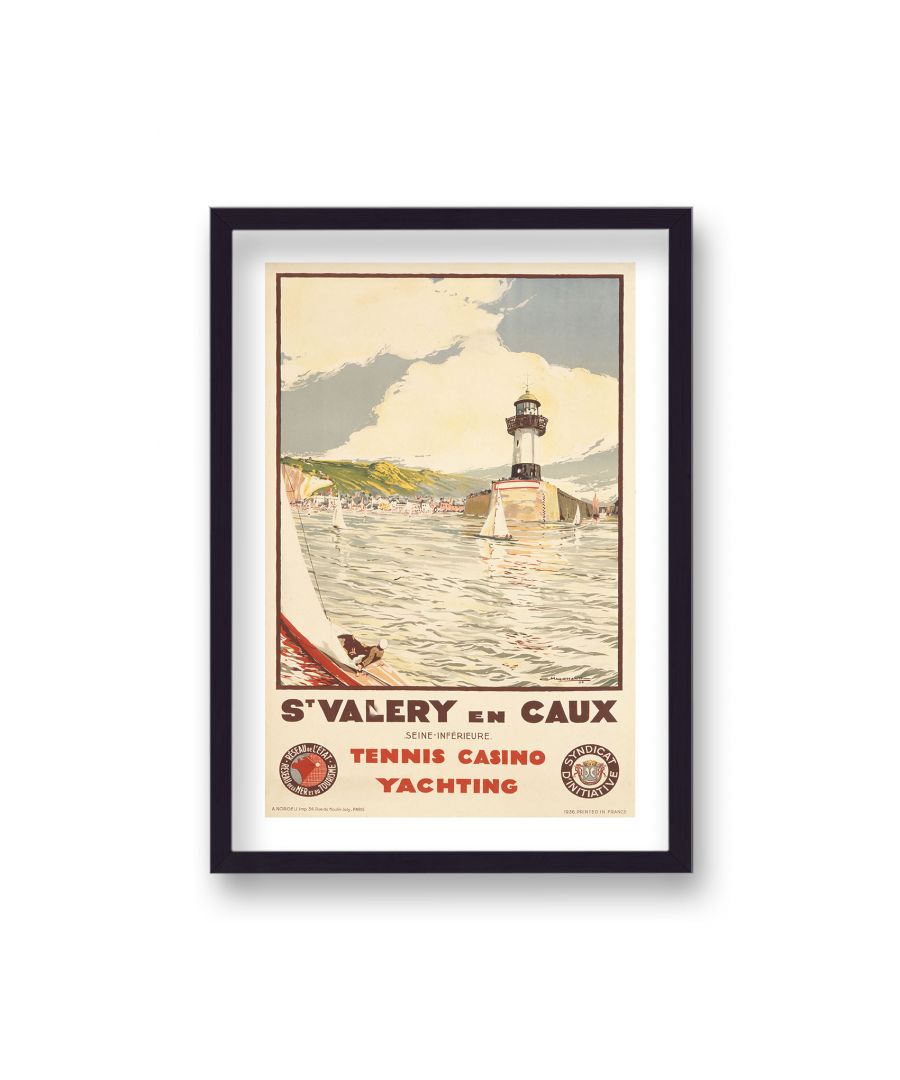 Image for Vintage Travel Print St Valery en Caux with Border - Black Frame