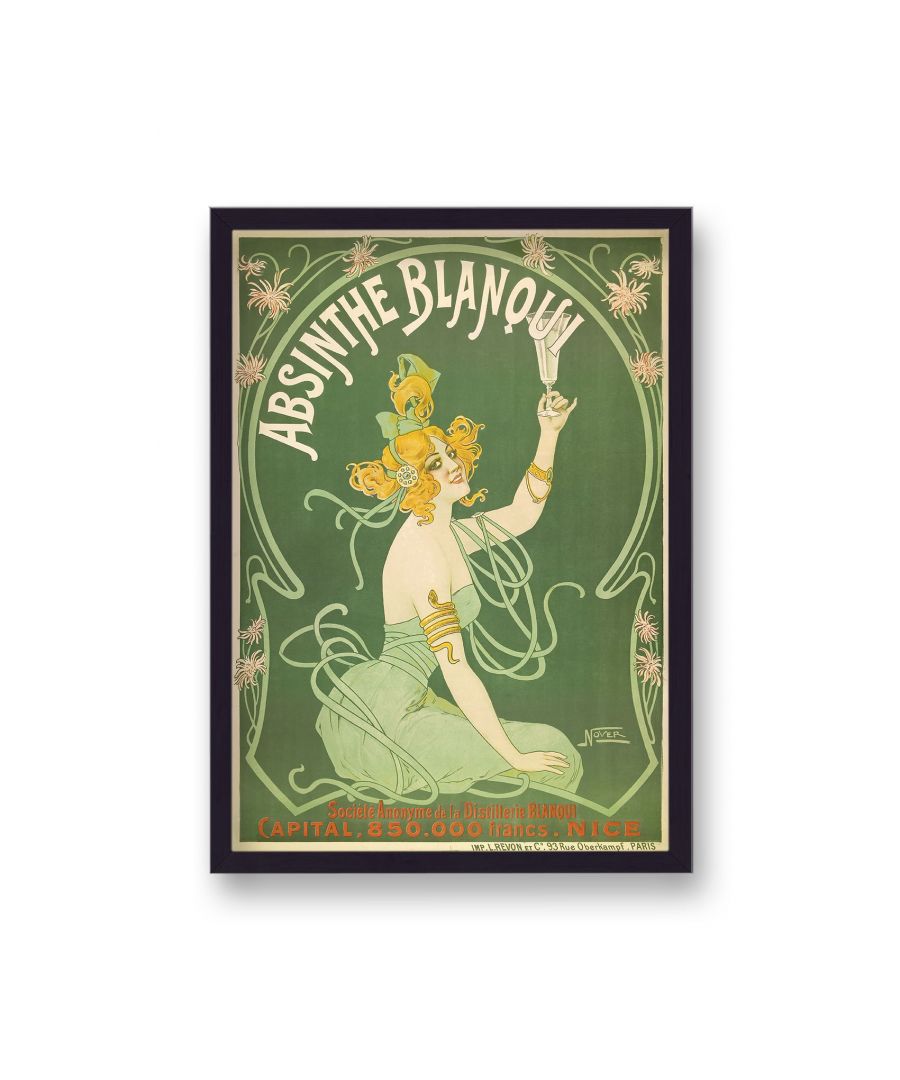 Image for Vintage Advertising Print Absinthe Blanqui Green without Border - Black Frame