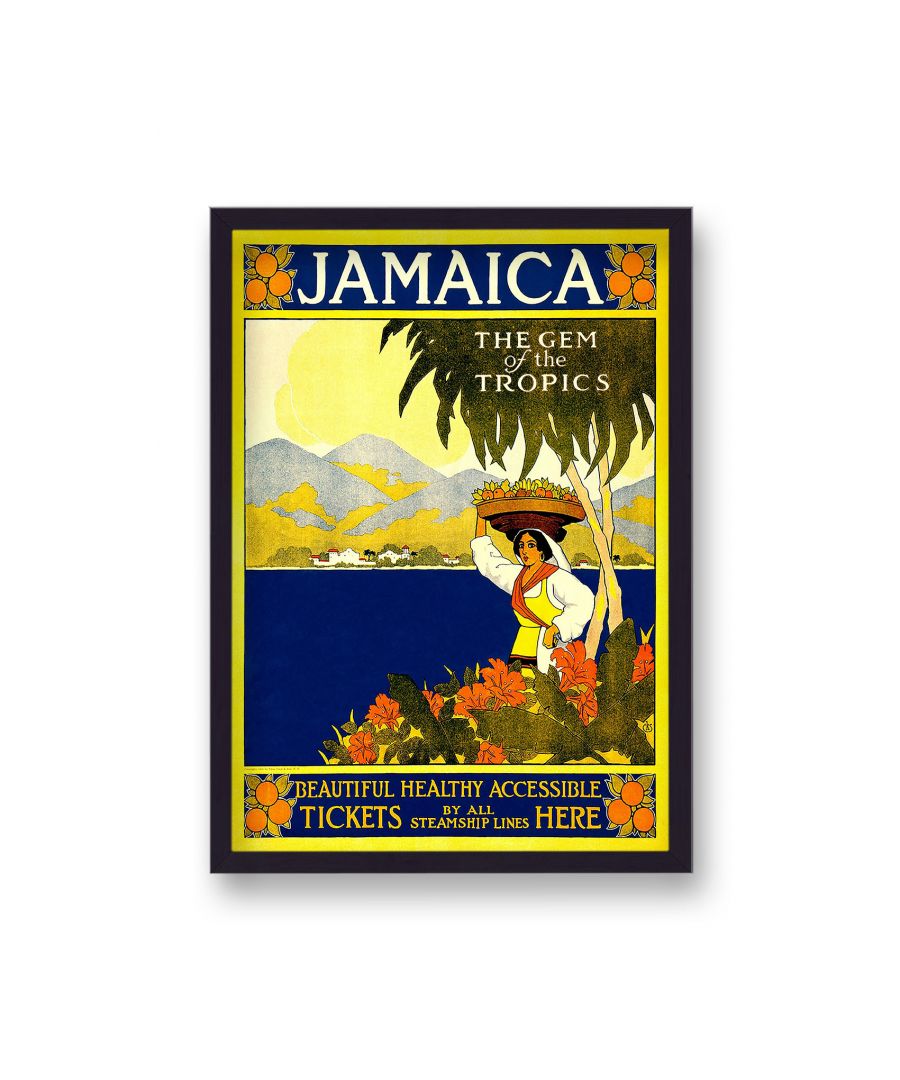 Image for Vintage Travel Print Jamaica The Gem of the Tropics without Border - Black Frame