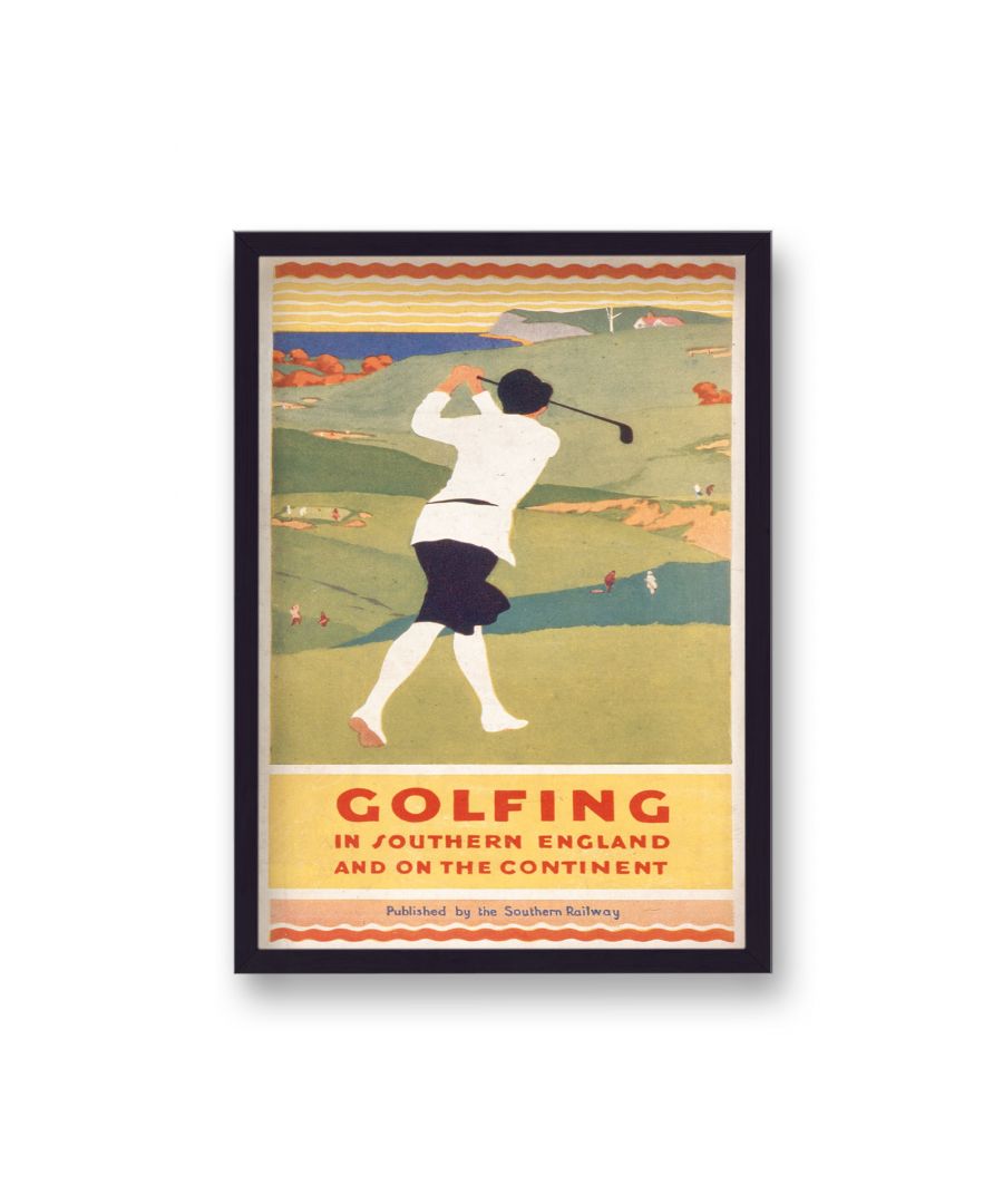 Image for Vintage Advertising Travel Print Golfing in Southern England - Black Frame