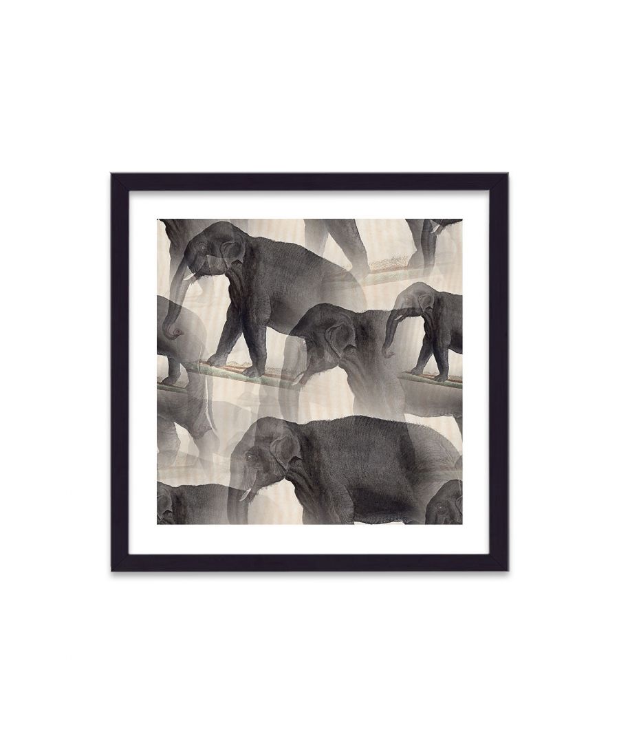 Image for Vintage Elephant Print Random Collage - Black Frame