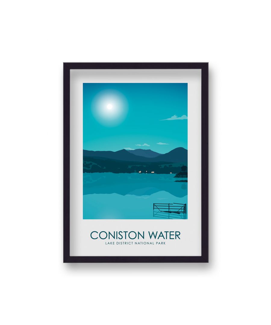 Image for Lake District Travel Poster Coniston Water - Black Frame