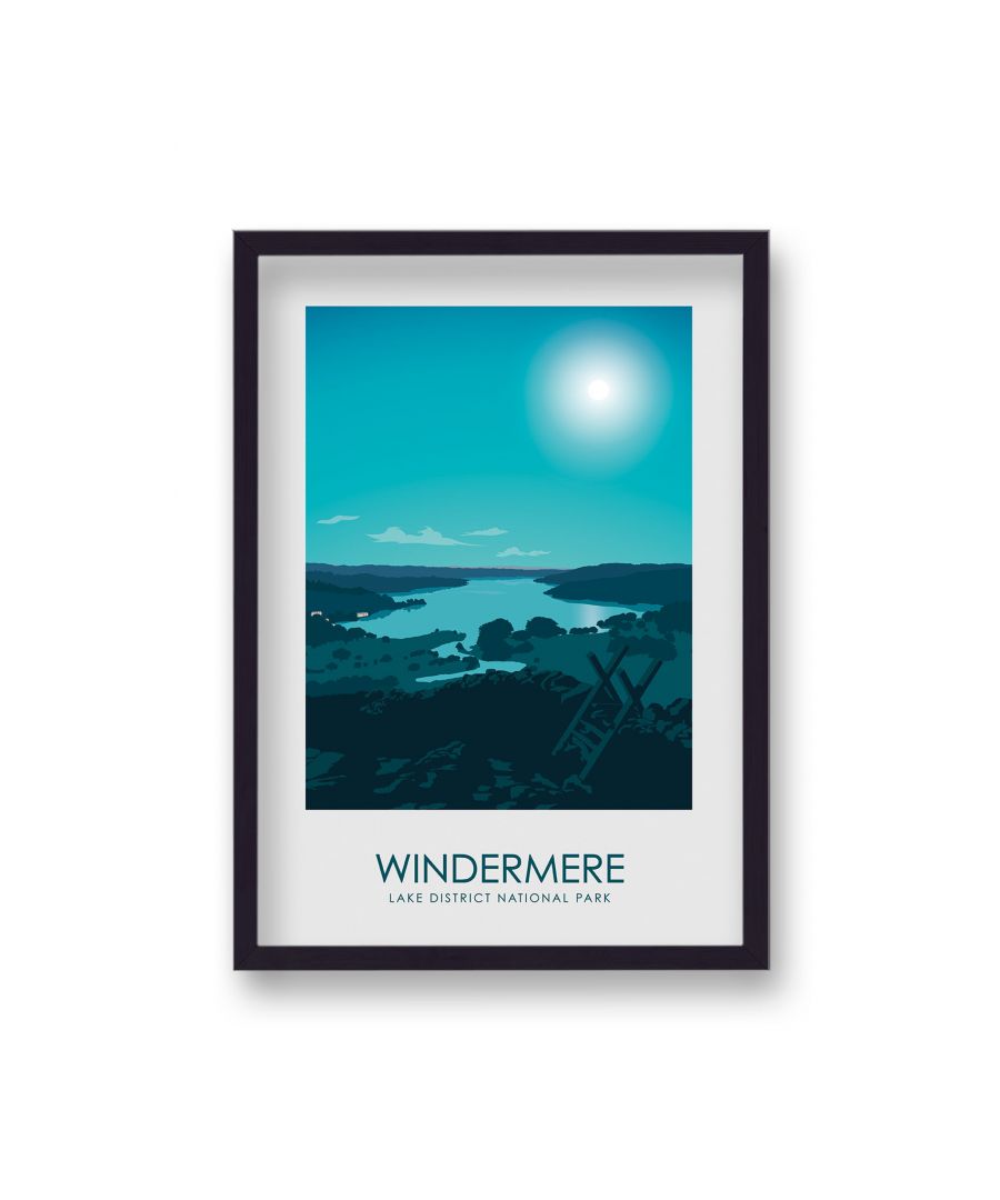 Image for Lake District Travel Poster Windermere - Black Frame