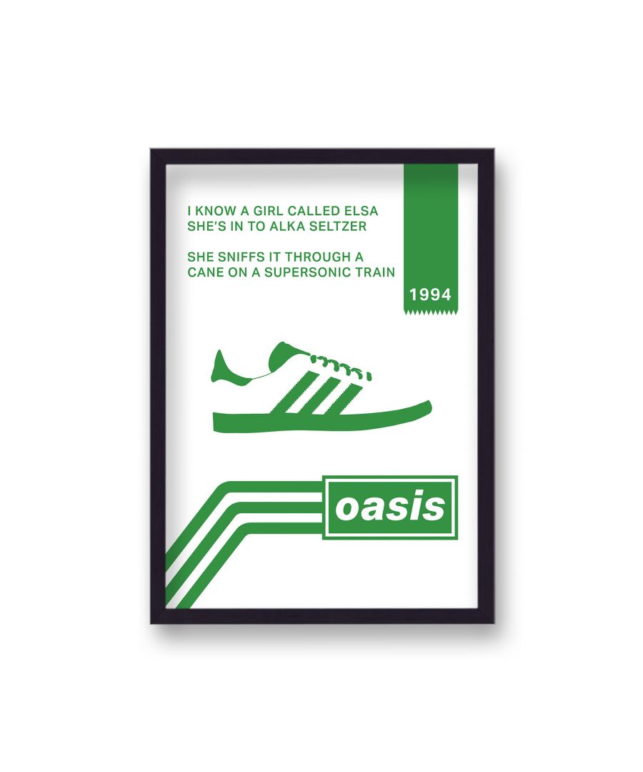 Image for Oasis White & Green Supersonic Lyric Print - Black Frame