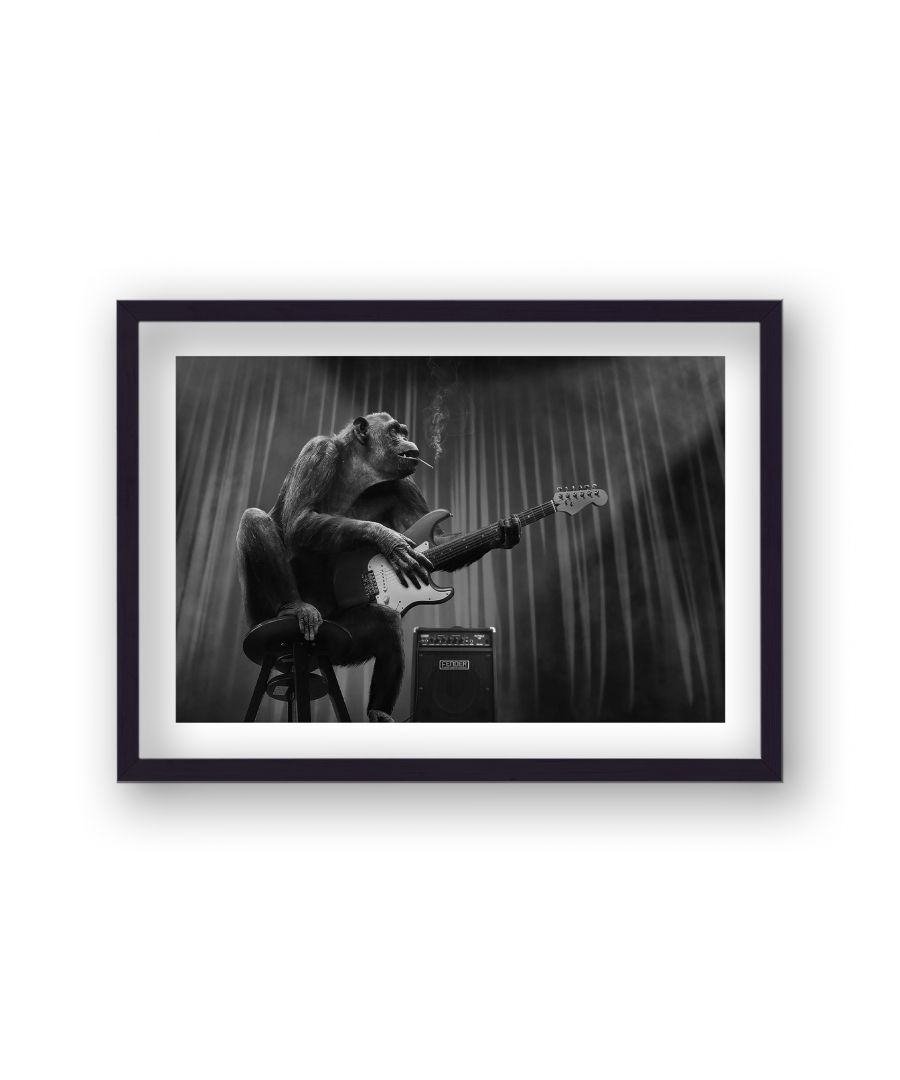Image for Black & White Rock N Roll Ape - Black Frame