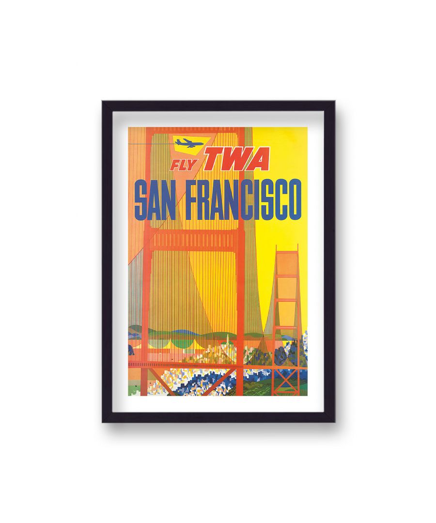 Image for Vintage Fly TWA San Francisco Travel Print - Black Frame