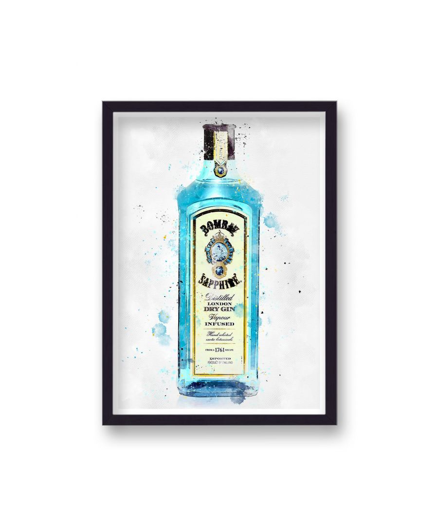 Image for Gin Graphic Splash Print Bombay Sapphire Inspired - Black Frame
