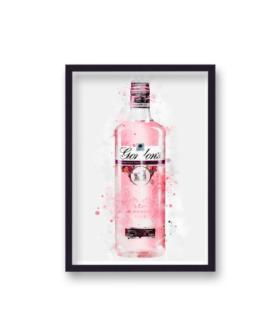 Image for Gin Graphic Splash Print Gordon's Pink Inspired - Black Frame