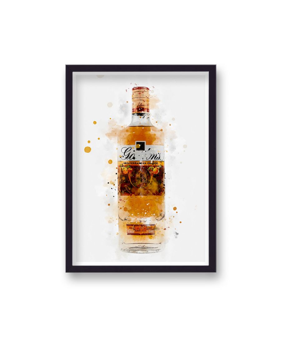 Image for Gin Graphic Splash Print Gordon's Orange Inspired - Black Frame