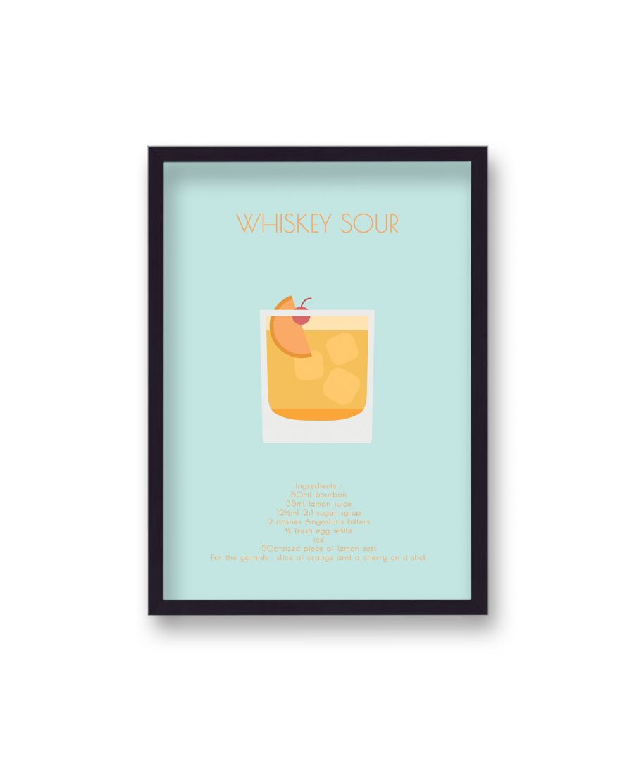 Image for Classic Cocktail Graphic Print Whisky Sour - Black Frame