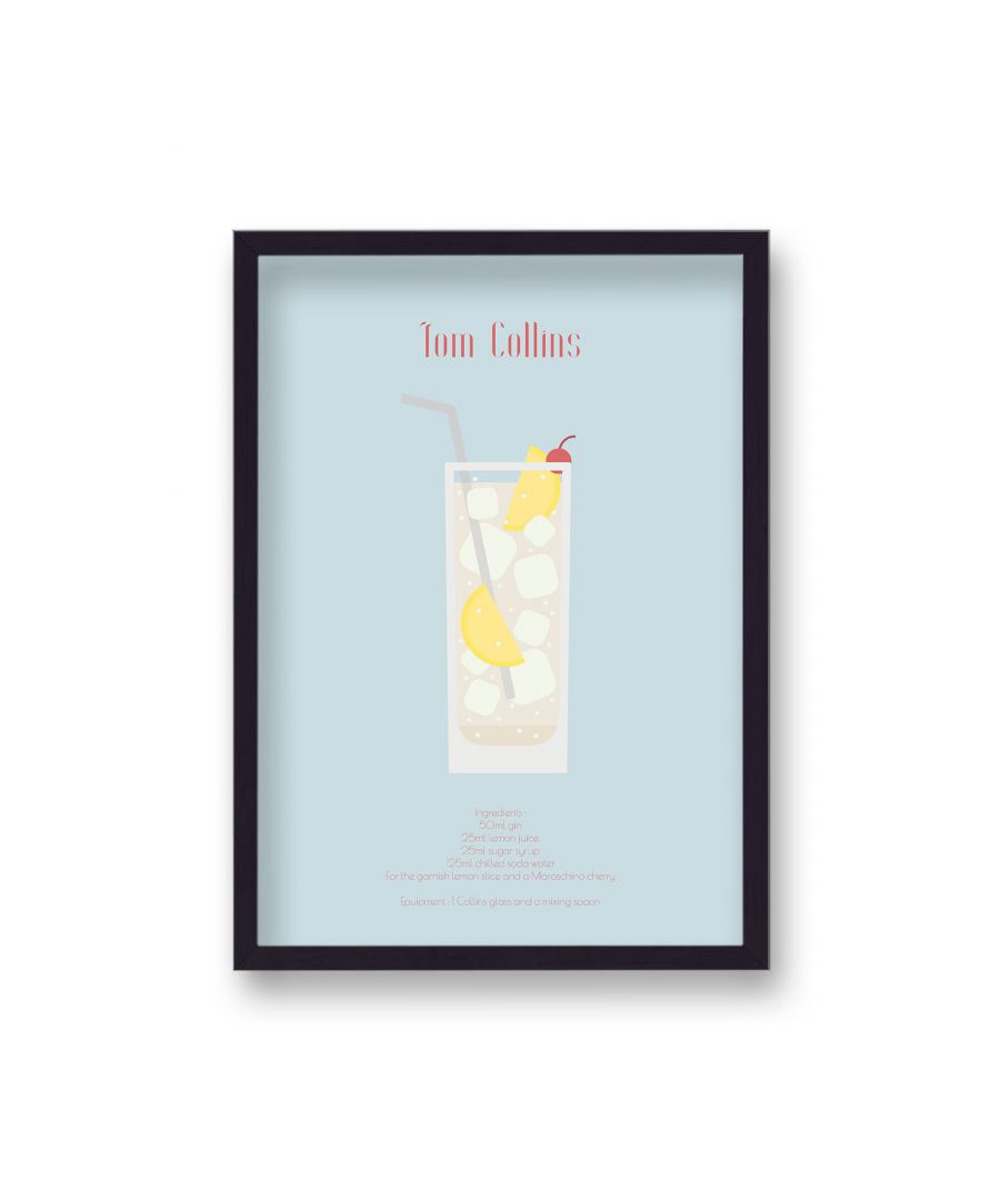 Image for Classic Cocktail Graphic Print Tom Collins - Black Frame