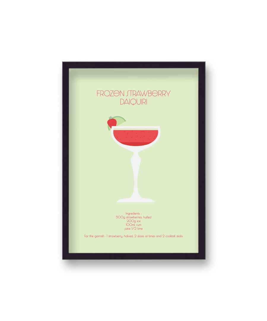 Image for Classic Cocktail Graphic Print Frozen Strawberry Daiquiri - Black Frame