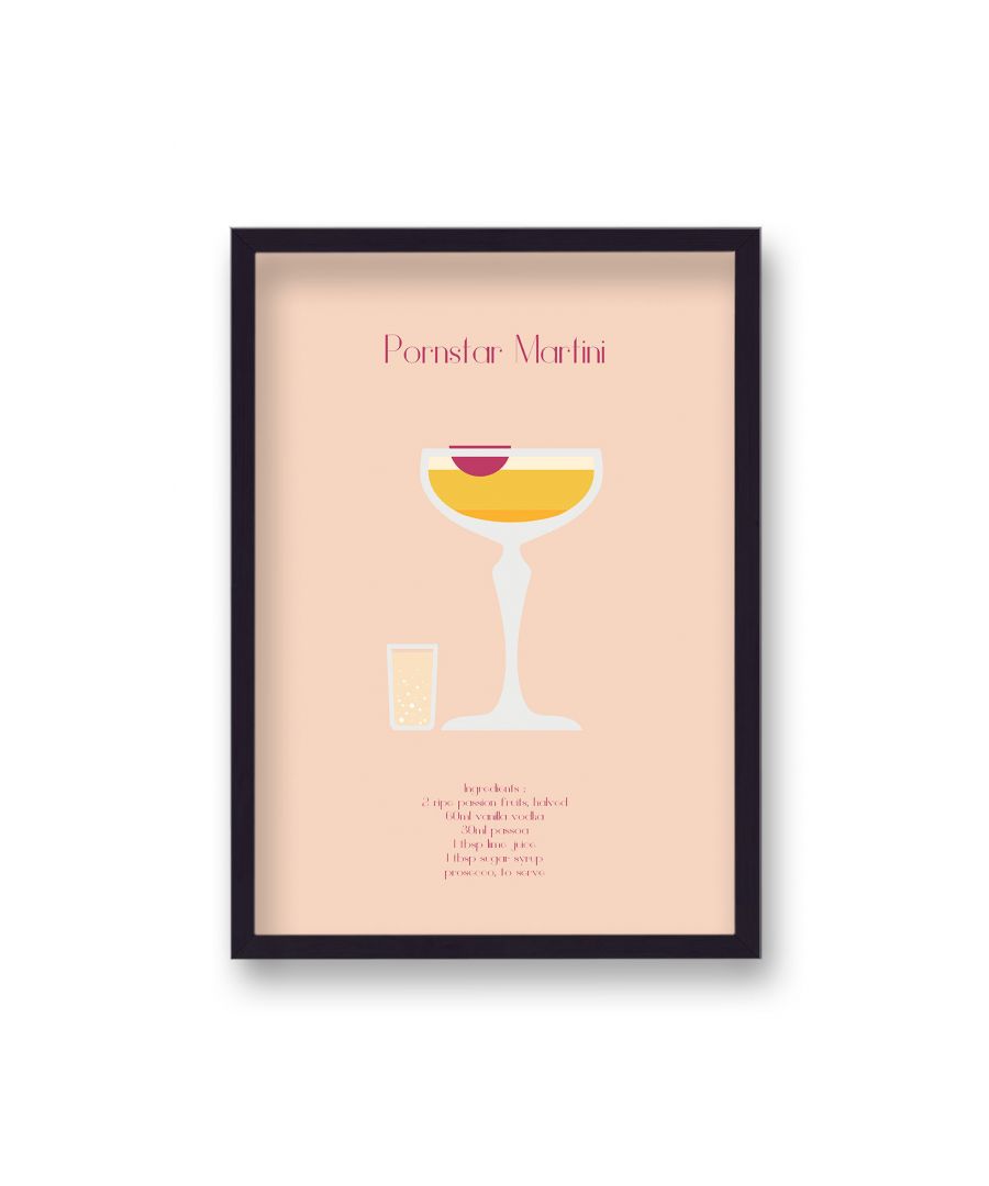 Image for Classic Cocktail Graphic Print Porn Star Martini - Black Frame