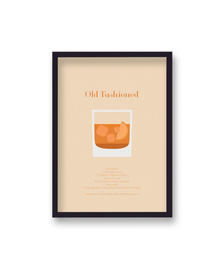 Image for Classic Cocktail Graphic Print Old Fashioned - Black Frame