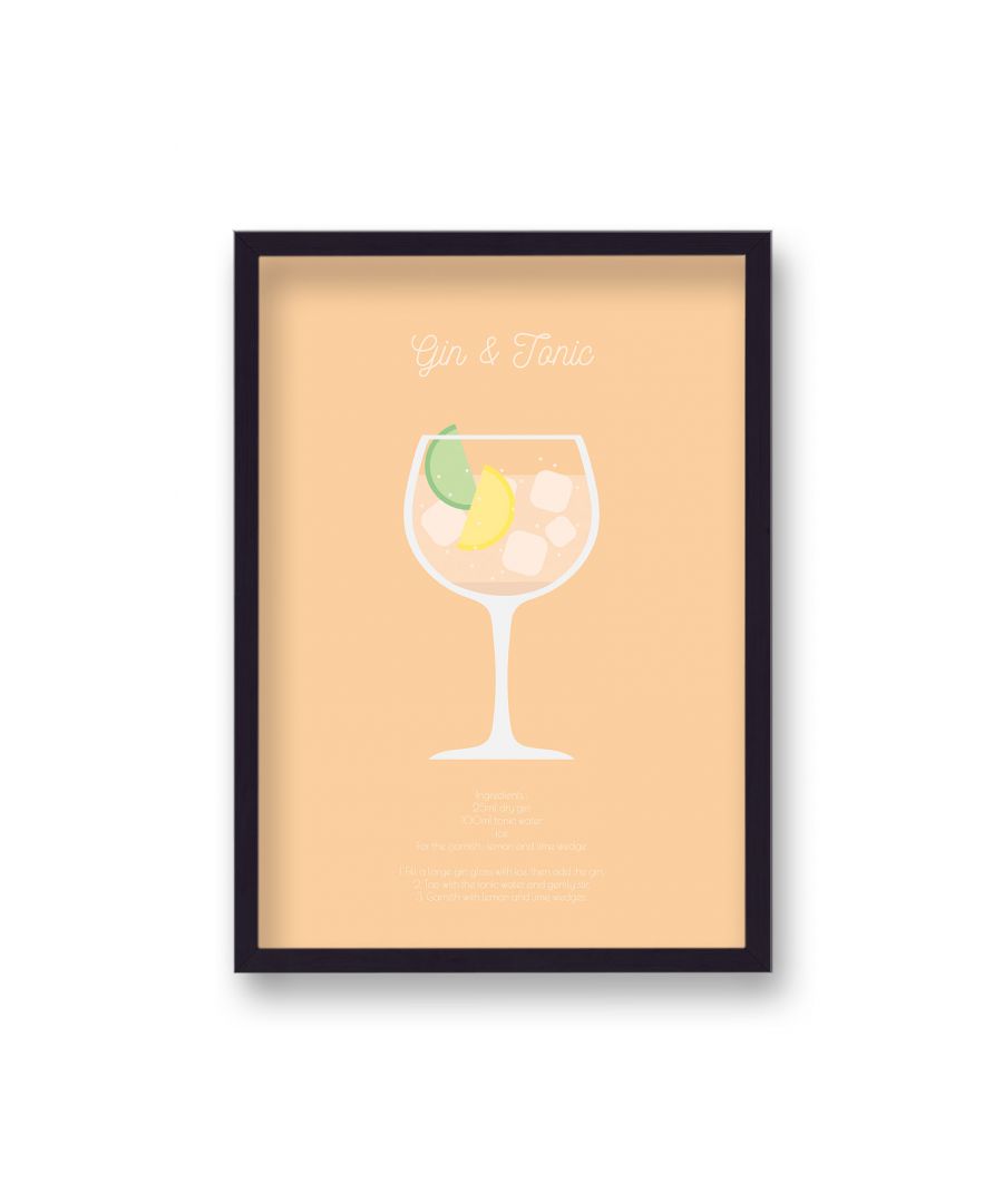 Image for Classic Cocktail Graphic Print Gin & Tonic - Black Frame